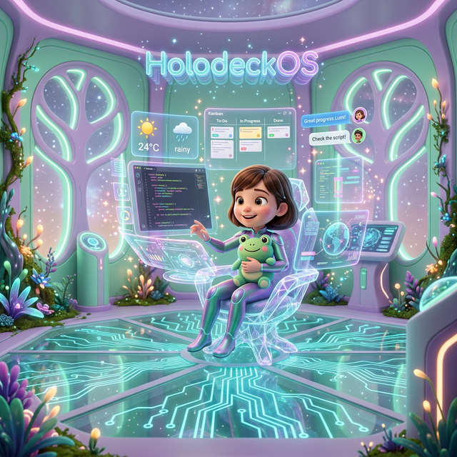 Lumi in the HolodeckOS Command Center